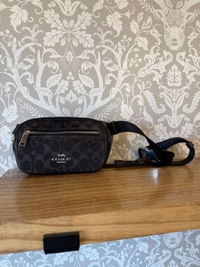 Coach Black Denim Leather Belt Crossbody Bag EUC Silver Hardware Sold Out